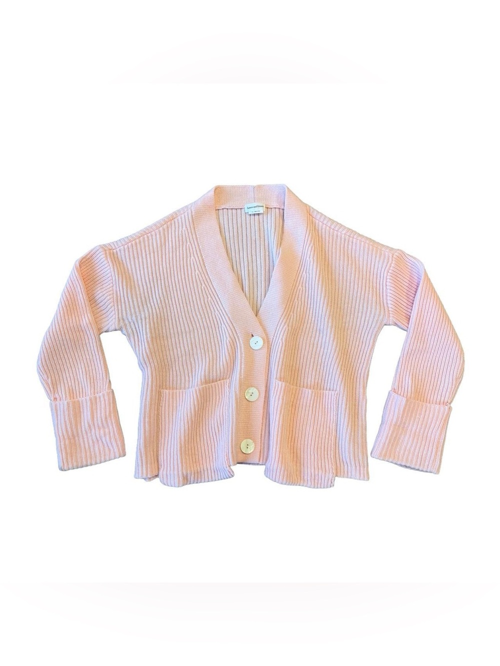 lovers and friends baby pink ribbed v-neck cardigan sweater oversized size XS